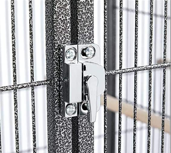 Extra Large Elegant and Durable Wrought Iron Climbing Ladder Perch Stand Play Top Ground Bird Parrot Metal Cage Around Seed Guard Storage Shelf with Heavy Duty Lockable Rolling Wheels-PurrikoPets