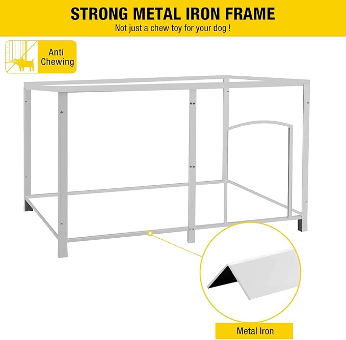 Aivituvin Large Dog House with Insulated Liner for Outdoor, Waterproof Outsides Heated Dog Kennel for Small Medium Large Dog with All-Around Iron Frame-PurrikoPets