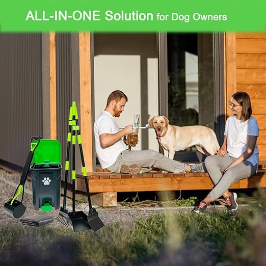 20L/5Gallon Dog Poop Trash Can Outside with Pooper Scooper & 50 Waste Bags- Outdoor Dog Poop Trash Can with Lid, Foot Pedal and Removable Inner Bin Waterproof and Odor Control-PurrikoPets