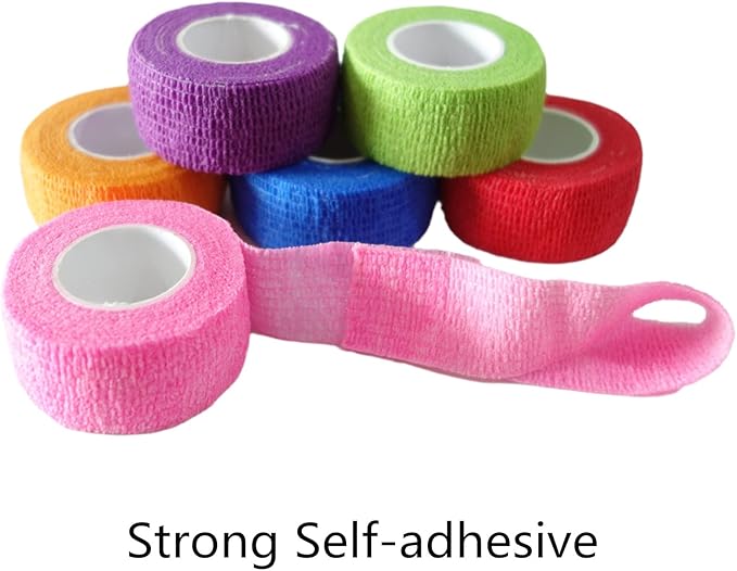 6 Pack 1" x 5 Yards Self Adhesive Bandage Wrap Breathable Cohesive Vet Wrap for Pets, Elastic Self-Adherent Tape for Sports, Wrist, Ankle (Pink)-PurrikoPets