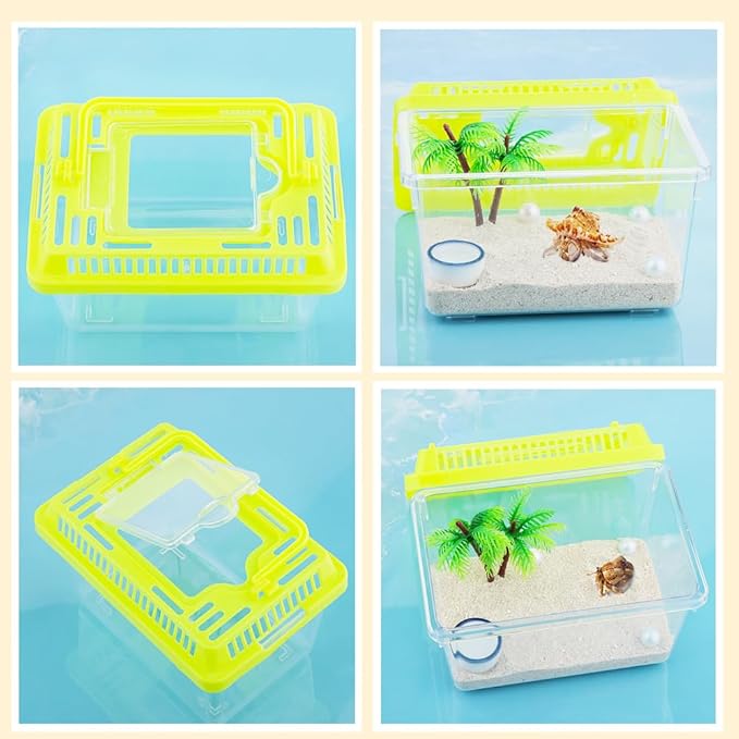 20 Pack Small Plastic Reptile Carrier Tarantula Enclosure Snake Breeding Box Hatching Container for Spider Fish Turtle Hermit Crab Bearded Dragon Lizard (5.1 x 3.5 x 3.5 Inch)-PurrikoPets