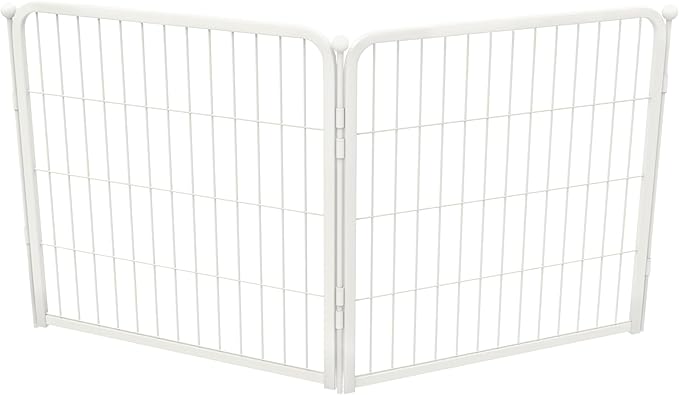 FXW Homeplus Unleashed Indoor Dog Playpen - Stress-Free and Safe Play, Heavy Duty 24 Inch 2 Wire Panels Dog Pen for Puppy and Small Dogs, White│Patented-PurrikoPets