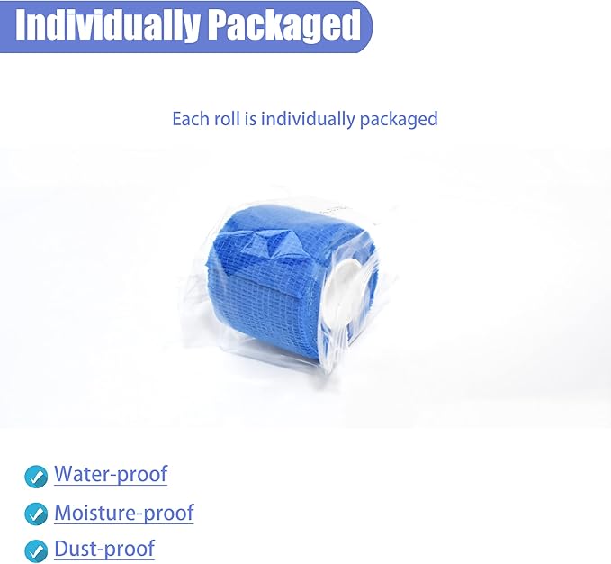 9 Pack 2" x 5 Yards Self Adhesive Bandage Wrap Self Stick Wrap for Ankle, Wrist, Finger, Sports, Breathable Cohesive Vet Tape for Pets (Dark Blue)-PurrikoPets