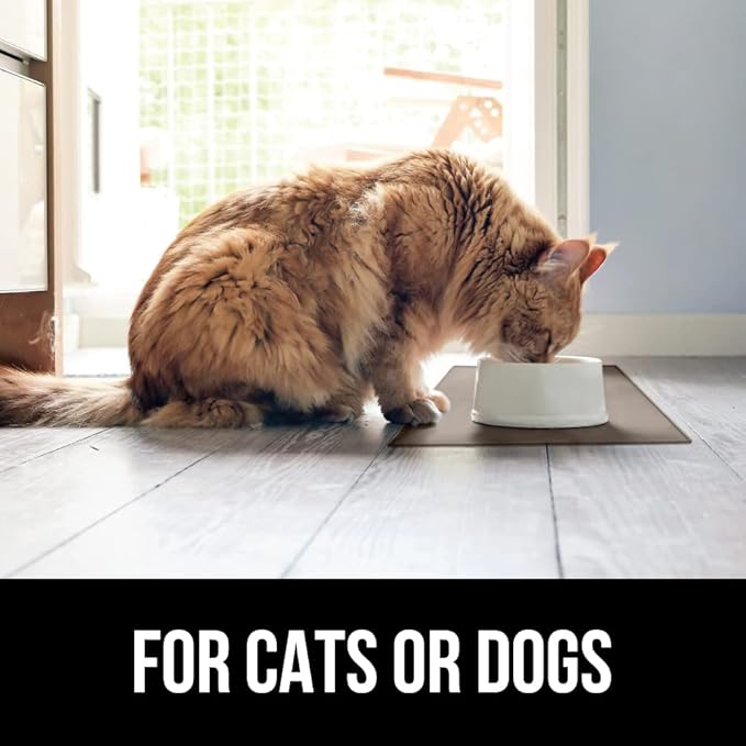 GORILLA GRIP 100% Waterproof Raised Edge BPA Free Silicone Pet Feeding Mat, Dog Cat Food Mats Contain Spills Protects Floors, Placemats for Cats and Dogs Water Bowl, Pets Accessories 28x18 Beige-PurrikoPets