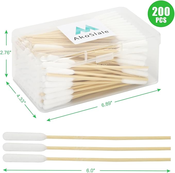 Dog Ear Cleaner Q Tips, 200pcs 6-Inch Long Cotton Swabs for Dogs - Biodegradable Qtips for Ear Cleaning, Infection Treatment, Wax Removal & Pet Care-PurrikoPets