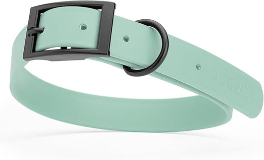 Dogline Biothane Waterproof Dog Collar Strong Coated Nylon Webbing with Black Hardware Odor- Proof for Easy Care Easy to Clean High Performance Fits Small Medium or Large Dogs, Sage Green-PurrikoPets