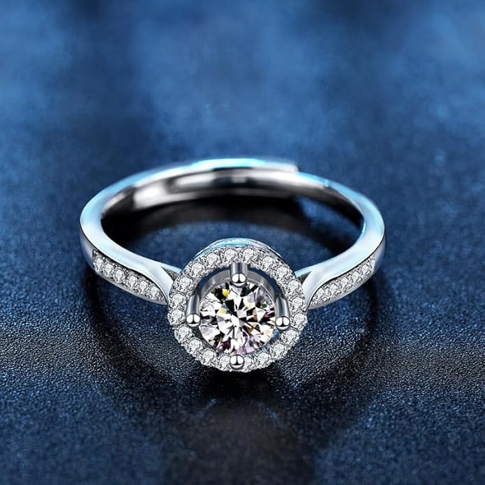 1CT/2CT Queen series moissanite ring, 952 silver, D-color VVS1-2,open rings,adjustable rings for women，Diamond ring substitute, ring for women.