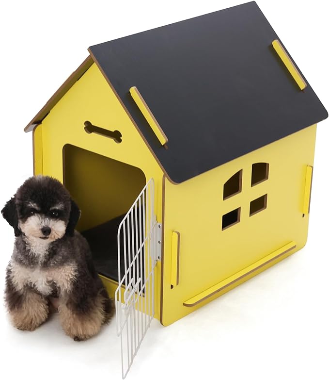 Dog House Indoor for Small Dogs or Cats, Cozy Wooden Design, Small Indoor Bed House, with Air Vents and Elevated Floor Warm Dog Cave-PurrikoPets