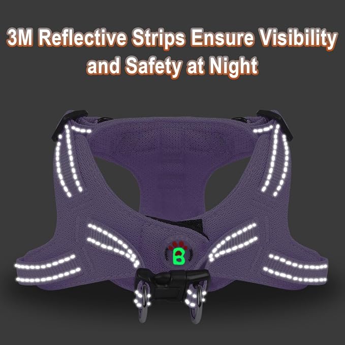 Dog Harness Step in Dog Vest Harness, Reflective Adjustable Puppy No Pull Harness Breathable Soft for Small and Medium Dogs Cats, Violet Purple, S-PurrikoPets