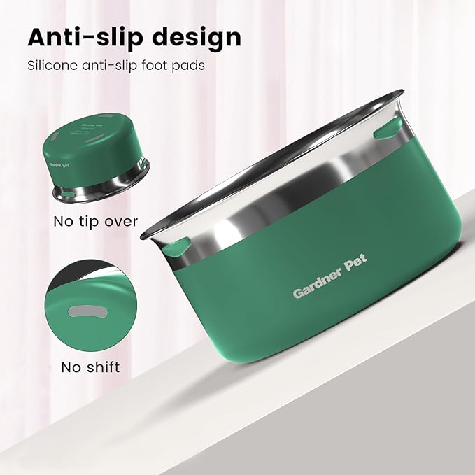 Gardner Pet Dog Bowls 1 Gallon (3.85L) Stainless Steel No Spill Dog Water Bowl, Slow Water Feeder Metal Bowls, Spill Proof Water Dispenser for Large Dogs, Promotes Healthy Hydration-PurrikoPets