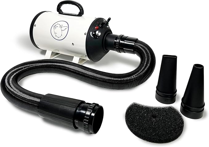 Flying Pig High Velocity Dog Pet Grooming Dryer w/Heater (Flying One, White w/Purple Logo)-PurrikoPets