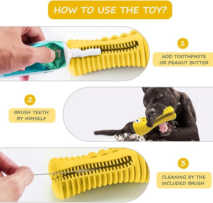 Dog Toys for Aggressive Chewers Large Medium Breed, Indestructible Dog Toothbrush Chew Toys, Squeaky Interactive Tough Extremely Durable, Dogs Toys to Keep Them Busy-PurrikoPets
