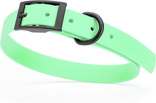 Dogline Biothane Waterproof Dog Collar Strong Coated Nylon Webbing with Black Hardware Odor- Proof for Easy Care Easy to Clean High Performance Fits Small Medium or Large Dogs, Sea Foam Green-PurrikoPets