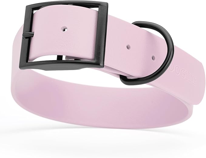 Dogline Biothane Waterproof Dog Collar Strong Coated Nylon Webbing with Black Hardware Odor- Proof for Easy Care Easy to Clean High Performance Fits Small Medium or Large Dogs, Pastel Purple-PurrikoPets
