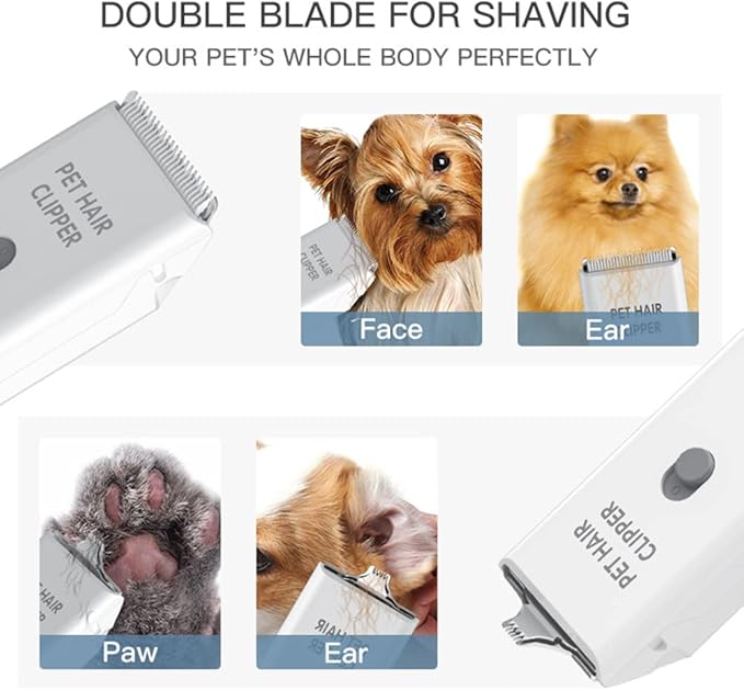 Feet Hair Trimmer, Dog Clippers,Quiet Washable USB Rechargeable Cordless Dog Grooming Kit,Electric Pets Hair Trimmers Shaver Shears for Dogs and Cats White-PurrikoPets