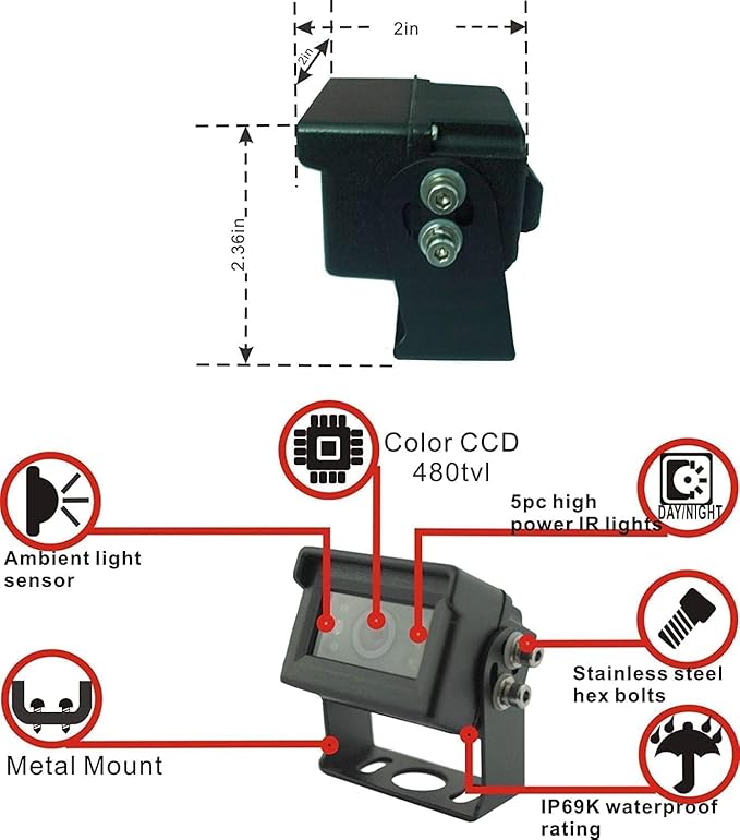 AHD 1080P Wired Reverse Rear View Backup Camera System,2 IR Camera with Waterproof IP69K, 7" Single View Monitor with TVS Protector,Vibration-Proof 10G for Tractor/Truck/Skid Steer/Heavy Equipment-PurrikoPets