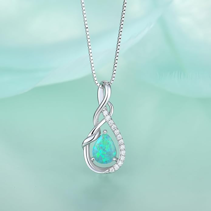 STARCHENIE Infinity Teardrop Pendant Necklace for Women 925 Sterling Silver Birthstone Jewelry