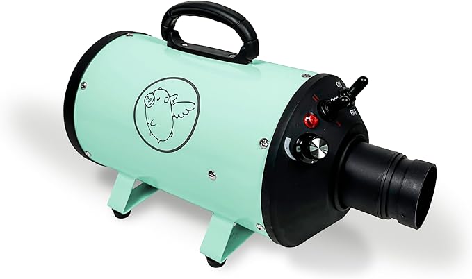 Flying Pig High Velocity Dog Pet Grooming Dryer w/Heater (Flying One, Mint w/Grey Logo)-PurrikoPets