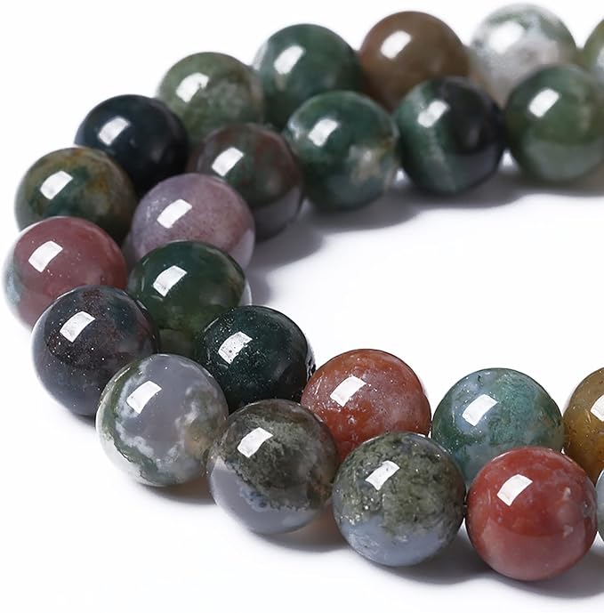 60-65pcs 6mm Natural Indian Agate Gemstone Beads Smooth Round Loose Spacer Beads for Jewelry Making DIY Bracelet Necklace 15" Strand