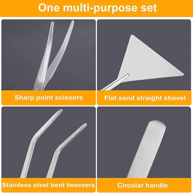 4 in 1 Aquascaping Tools Aquarium Plant Tools Anti-Rust Fish Tank Tools Stainless Steel Tweezers Scissors Spatula for Fish Starter Kits, Aquariums Tank and Terrarium-PurrikoPets