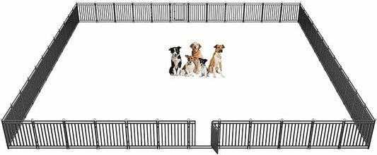 Dog Fence Outdoor Indoor, 32" Inch Height 48 Panels Dog Playpen for Large/Medium/Small Dogs Metal Dog Pen for Yard Camping and RV | Black-Silver-PurrikoPets