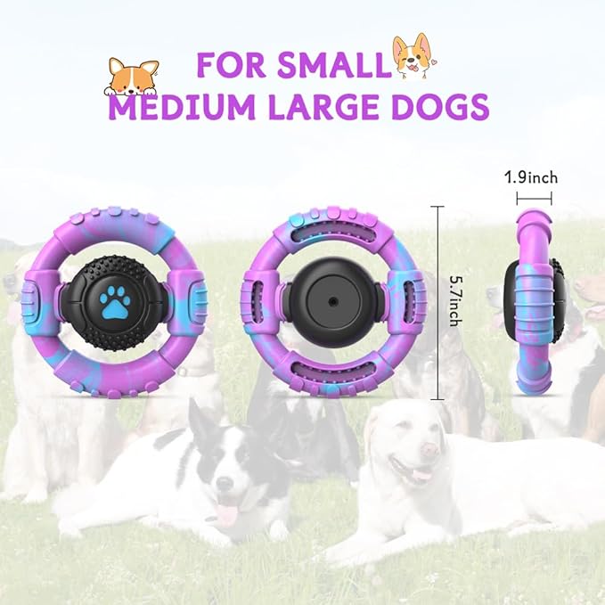 Dog Toys for Aggressive Chewers Large Medium Small Breed Indestructible Durable Tough Squeaky Dog Chew Toys to Keep Them Busy Nylon Rubber Interactive Dog Toys-PurrikoPets