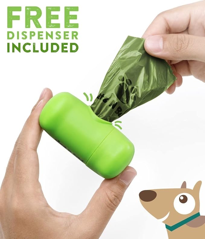 Dog Poop Bags, Dog Waste Bags, Biodegradable Unscented Refill Rolls, Includes Dispenser-PurrikoPets