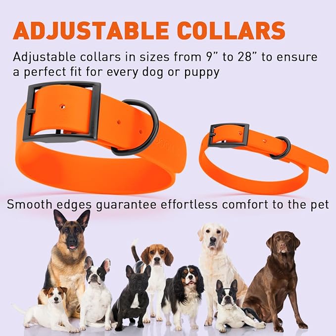 Dogline Biothane Waterproof Dog Collar Strong Coated Nylon Webbing with Black Hardware Odor- Proof for Easy Care Easy to Clean High Performance Fits Small Medium or Large Dogs, Hunter Orange-PurrikoPets