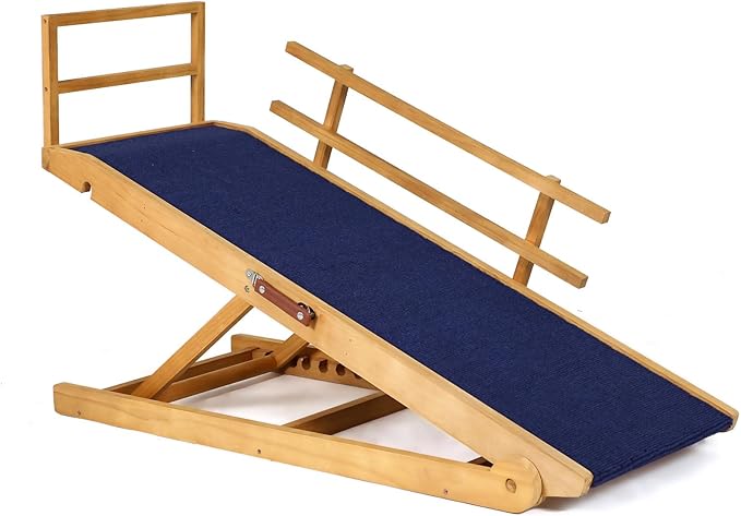 Dog Ramp for Beds, Cars, Couches, Dog Steps Anti-Slip Surface, Dogs Ramps for Old Small Pet,High Traction with Platform, 7 Adjustable Heights 16" to 27" Up, Portable Stairs Design for Dogs, 45.3" Long-PurrikoPets