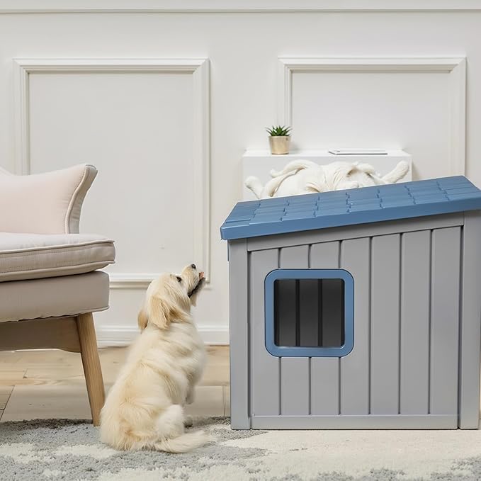 DRATO Dog House Indoor and Outdoor with Weatherproof Roof Removable Floors for Small to Middle Sized Dogs Easy to Assemble-PurrikoPets