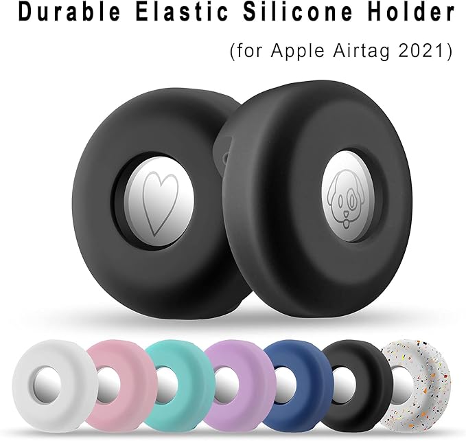 Airtag Holder for Dog Collar, Cibaabo Silicone Air Tag Case Cover Compatible with Apple Airtags for 0.8-1.2inch Cat Pet Collar Harness Loop-PurrikoPets