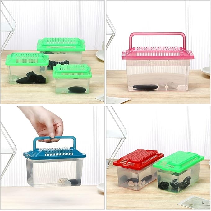 FRCOLOR 2pcs plastic turtle fish tank turtle aquarium acrylic reptile cage amphibians habitat clear reptile breed container gecko habitat glass container Turtle Tank household breeding box-PurrikoPets