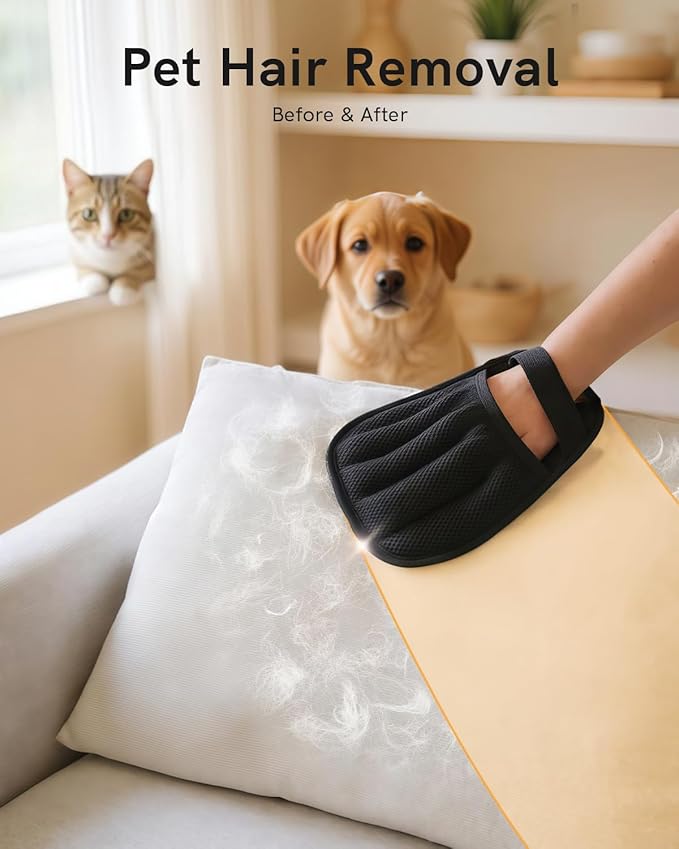 2025 Newly Upgraded Pet Hair Removal Gloves for Cats & Dogs, Electrostatic Grooming Gloves for Pet Hair, Five-Finger Reusable Pet Hair Remover Tool for Clothes, Bed, Couch, Carpet, 3 Pcs-PurrikoPets