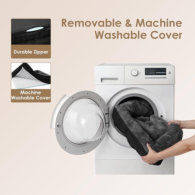 EHEYCIGA Memory Foam Dog Bed for Large Sized, Orthopedic Dog Sofa with Sides and Waterproof Liner, Washable Bolster Pet Bed Couch with Removable Cover, 36x27x7 Inch, Grey/Black-PurrikoPets