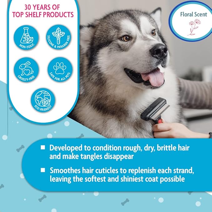 EQyss Premier Pet Conditioner - Moisturizes, Softens, & Conditions Dry Coat & Hair, Detangles & Adds Shine - for all Dogs, Cats, Puppies (16 oz)-PurrikoPets