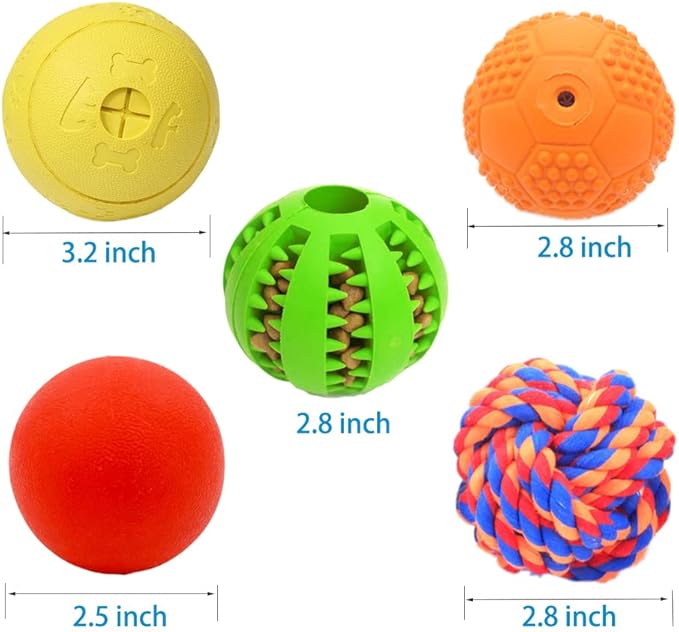5 Different Functions Interactive Dog Puzzle Toys Balls for Medium Large Dogs, Food Treat Dispensing Dog Toys-PurrikoPets