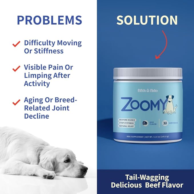 Dog Joint Supplement Powder with Glucosamine, Chondroitin & MSM – Hip & Joint Support for Mobility, Stiffness & Flexibility – Mushroom Blend with Lion’s Mane, Cordyceps & Reishi – Zoomy-PurrikoPets