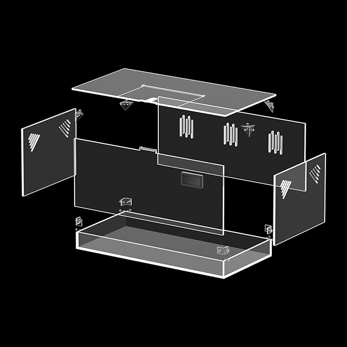 Acrylic Tarantula Enclosure, Reptile Terrarium Breeding Tank w/Temperature Hygrometer,Habitat Reptiles Feeding Box Isopod Terrarium Cage for Insect Lizard Home Office (Reptile-Tank-L(Tray))-PurrikoPets
