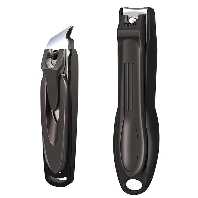 GLAMFIELDS Nail Clipper with Catcher, Large Fingernail Toenail Clipper,Slanted Edge Nail Clippers Leather Case Packed Good Gift for Men and Women 2PACK Large/Small-PurrikoPets