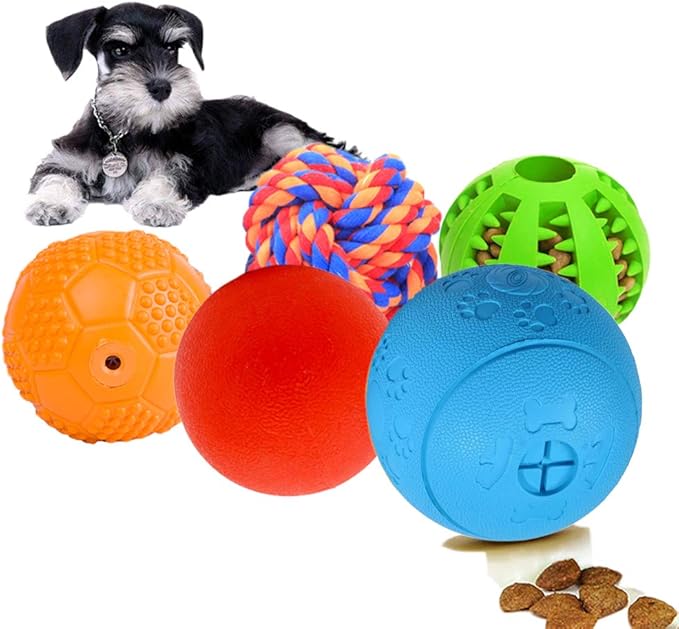 5 Different Functions Interactive Dog Toys for Puppies, Puppy Puzzle Toys for Small Dogs, Dog Balls for Small Dogs, Treat Dispensing Dog Toys, Squeaky Ball, Small Breed-PurrikoPets