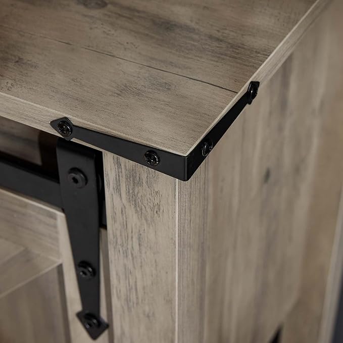 Entryway Table with Storage, Farmhouse Buffet Cabinet Coffee Bar Kitchen Island with Sliding Barn Doors & Shelves, Console Table for Kitchen, Dining Room, Living Room, Grey-PurrikoPets