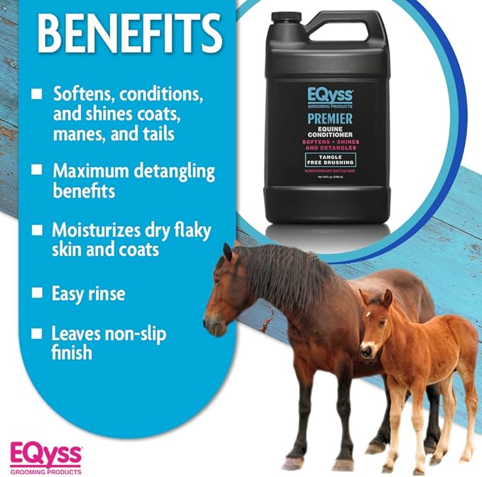 EQyss Premier Equine Conditioner - Moisturize Skin, Detangle Horse's Mane, Tail, & Coat, Add Shine, Tangle-Free Brushing, Minimize Flyaways (128 oz)-PurrikoPets