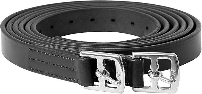 Exion Pre-Stretched Leather Stirrup Leathers for English Saddles | Premium Vegetable-Tanned Non-Stretch Stirrups for Jumping, Dressage & Schooling | 18-Hole Numbered Adjustment & SS Buckles-PurrikoPets