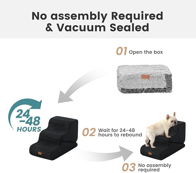 Gardner Pet Dog Stairs for Small Dogs 22.8" H, 5-Step Black Curved Pet Stairs, Dog Steps for High Bed, Couch (24-30 in) with Durable Non-Slip Waterproof Fabric Cover and CertiPUR-US Certified Foam-PurrikoPets