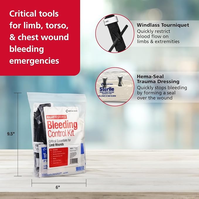 First Aid Only 91512 Critical Essentials Bleeding Control Kit for Limb Wounds, 7 Pieces-PurrikoPets