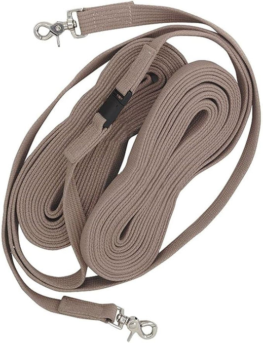 Dura-Tech Brown Cotton Web Long Lines | Ideal for Youngsters and Green Horses | for Beneficial Ground Training | Usable with Saddle or Surcingle | Heavy-Duty Cotton Web-PurrikoPets