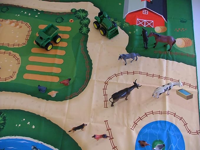 Farm Play Mat for Farm Toys | Foldable Solution |Large Size 57” x 57” | Farm Animals | Tractor Play| Activity Mat | by Play Mat Factory-PurrikoPets