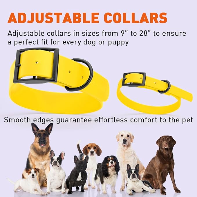 Dogline Biothane Waterproof Dog Collar Strong Coated Nylon Webbing with Black Hardware Odor- Proof for Easy Care Easy to Clean High Performance Fits Small Medium or Large Dogs, Lemon Yellow-PurrikoPets