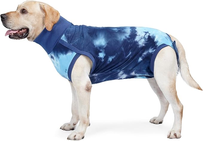 Dog Onesie Suit for Medium Large Dogs Recovery Suit for Tie Dye Pajamasfor Abdominal Wounds, Shedding, Prevent Licking L Blue2-PurrikoPets