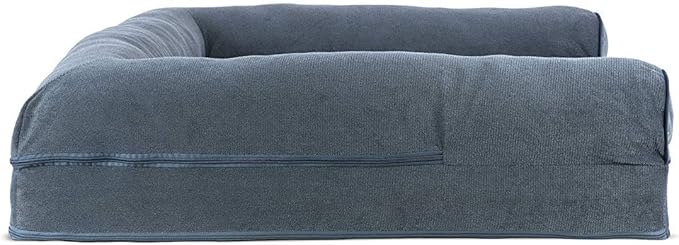 Furhaven Cooling Gel Dog Bed for Large Dogs w/ Removable Bolsters & Washable Cover, For Dogs Up to 95 lbs - Sherpa & Chenille Sofa - Orion Blue, Jumbo/XL-PurrikoPets